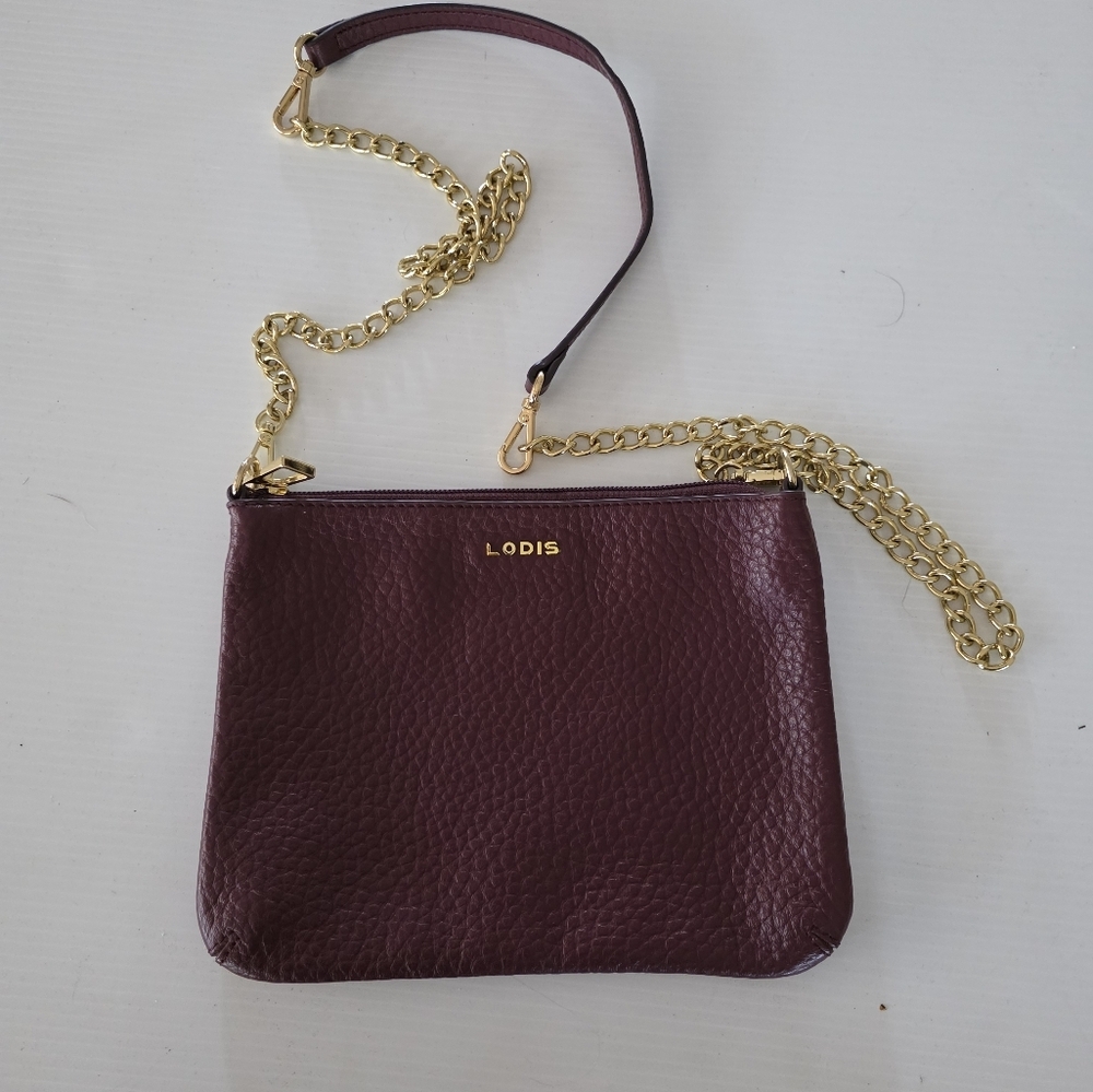 Lodis Women's Burgundy Pebbled Leather Convertible Crossbody Bag